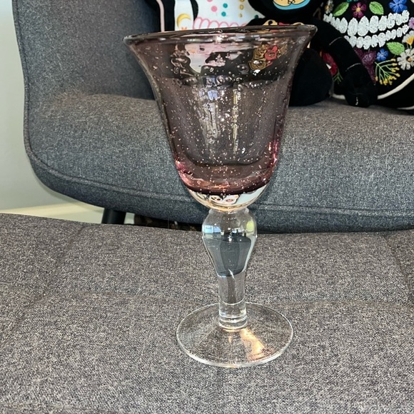 Hand Blown Bubble Glass Lilac Artland Water Goblet - Picture 1 of 4